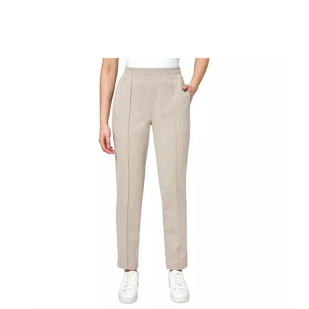 NWT 1716719 Mondetta Women's Pintuck Straight Leg Pant Beige Size XL inseam‎ 30"